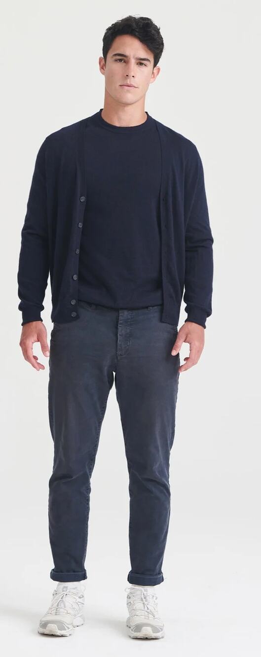 Naadam Fancy Cashmere Cardigan Mens Medium Navy Blue Button Up New Long Sleeve